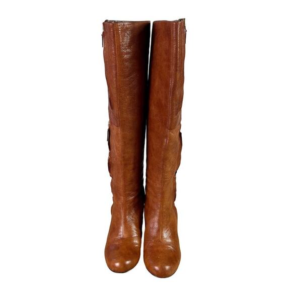 Vince Camuto Boots Womens 6.5 B Emala Cognac Double Zip Soft Leather Upper Knee - Picture 1 of 11